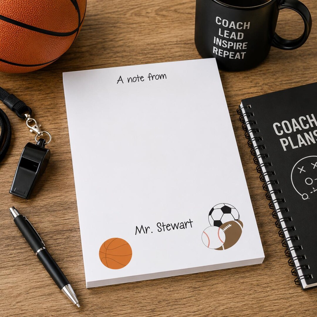 Personalized Gym Teacher Notepad, Custom Notepad With Sports Balls ...