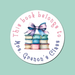 Personalized Library Book Stickers, Custom Classroom Teacher Stickers, Please Return to Classroom Labels Coquette Book, Printed