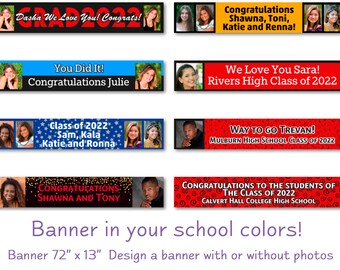 YOU DESIGN Personalized Photo Graduation Banner for High School or College