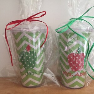 Personalized Teacher Gift Set with Polka Dot Apple Tumbler and Notepad | Customizable Teacher Notepad, Appreciation Gifts image 3