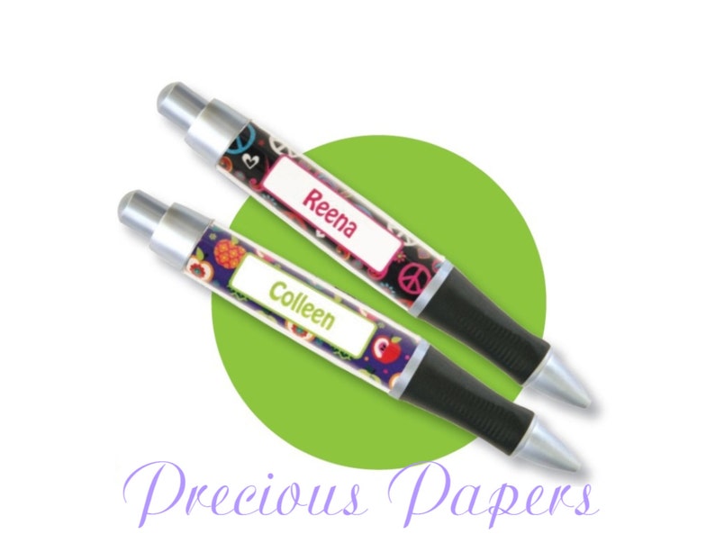 Personalized kids Pens Peace sign pens, owl print pens, butterfly pens or apple print Pens tween personalized Gifts kids personalized pens image 2