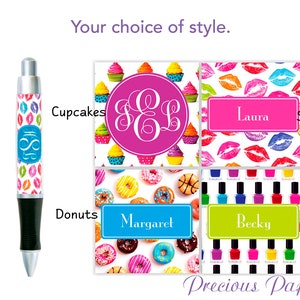 Personalized teenage girl pen, tween pen, teenage tween gift, donut, mani, cupcake pen,