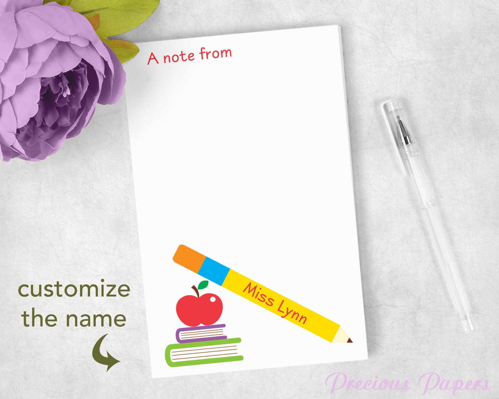 Personalized Teacher Note Pads, Personalized Teacher Gift Note Pads ...