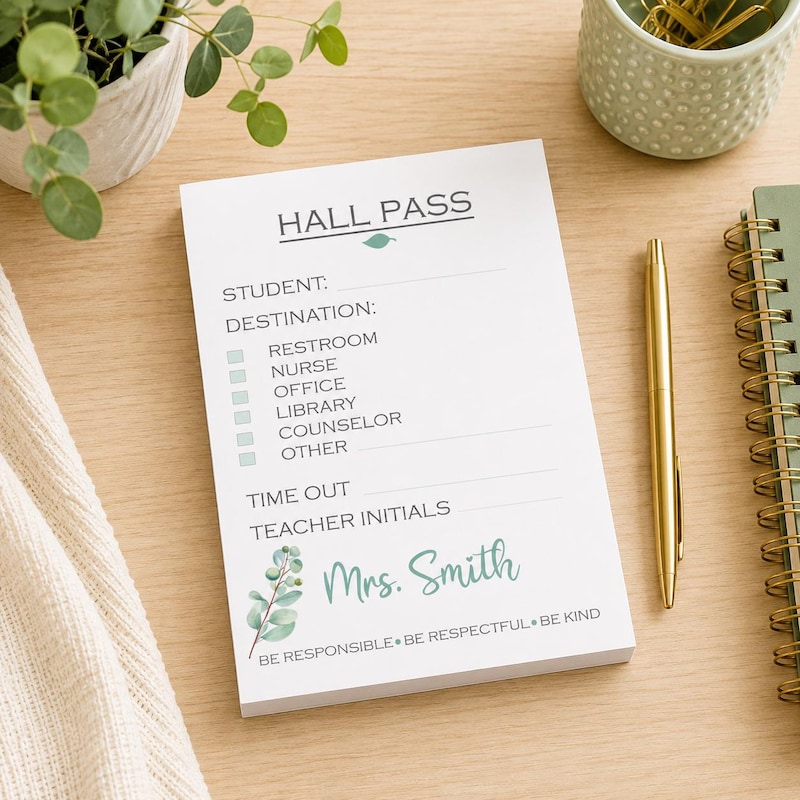 Custom Hall Pass Notes - Etsy