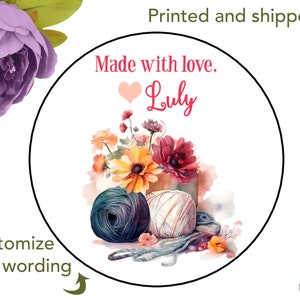 Personalized Yarn Knitting Crocheting stickers labels PRINTED image 1