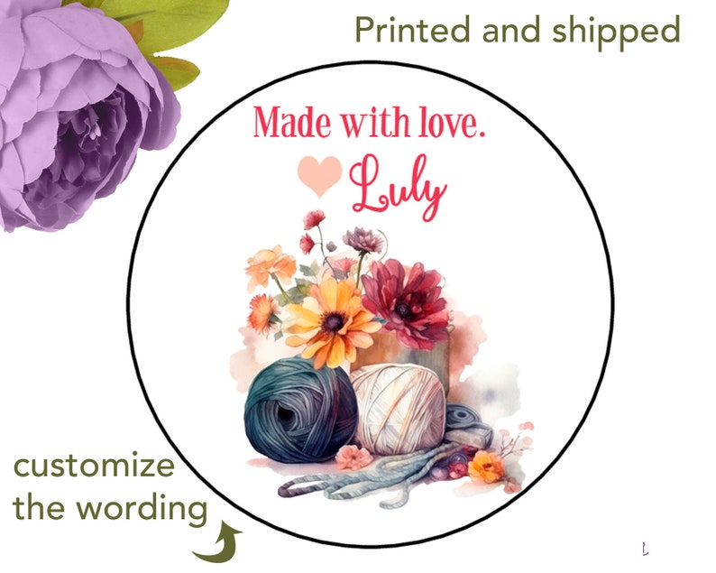 Personalized Yarn Knitting Crocheting stickers labels PRINTED image 1