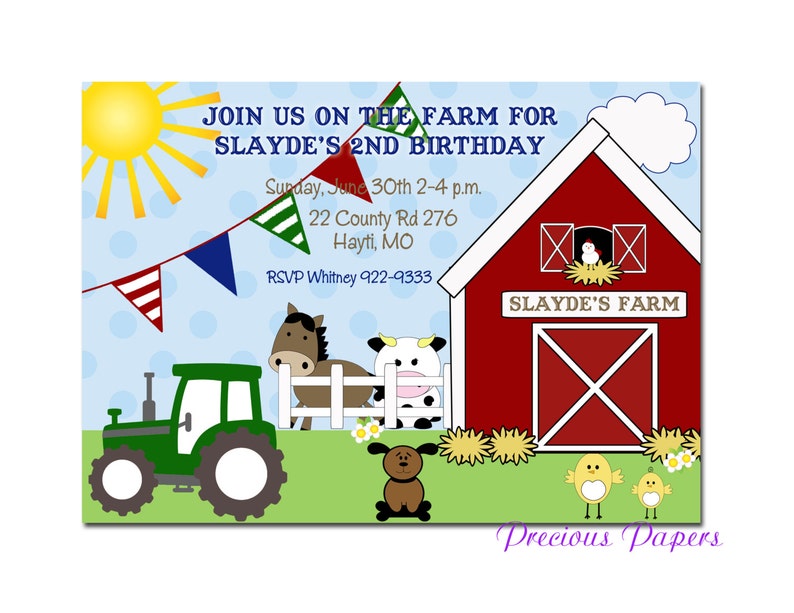 Farm Birthday Invitations Farm Birthday Party Invitations Farm - Etsy