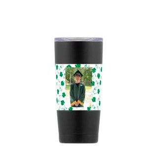 Graduation photo insulated steel mug or water bottle in black or white You add photo and graduation caption photo cup image 3