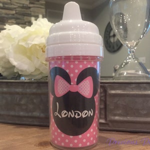 Personalized kids sippy cups Minnie Mouse sippy cup Minnie Mouse personalized cups Minnie Mouse kids cups image 2