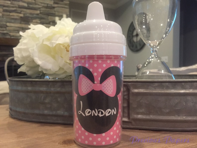 Personalized kids sippy cups Minnie Mouse sippy cup Minnie Mouse personalized cups Minnie Mouse kids cups image 2