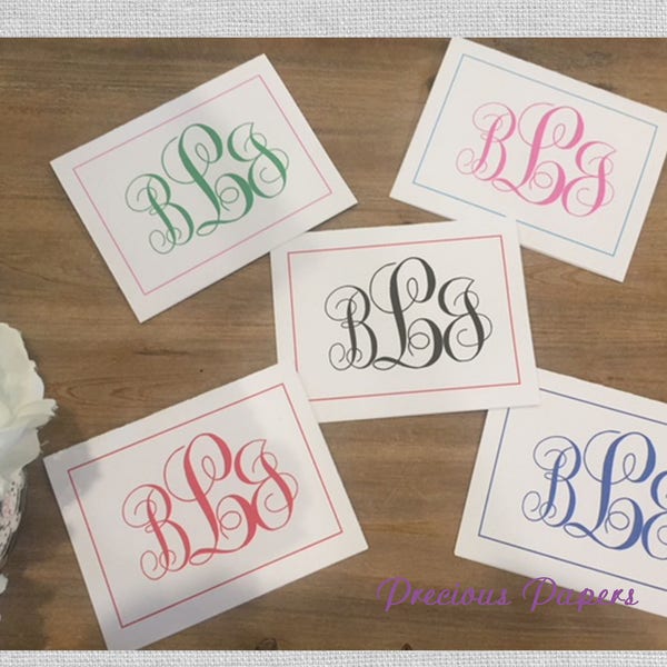 Monogrammed notecards monogrammed note cards fancy script graduation gift teacher gift