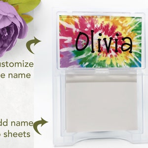 Personalized Fun Tye Dye note sheet holder memo holder notepad Teenager gift