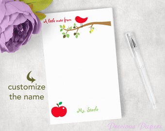 Red bird note pad Personalized