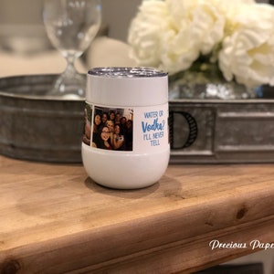 Personalized photo insulated steel wine glass,insulated stemless steel wine with lid Add your photo and caption perfect Mothers Day gift image 4