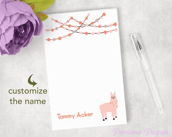 Personalized llama notepad llama note pad alpaca notepad teen tween kids gifts