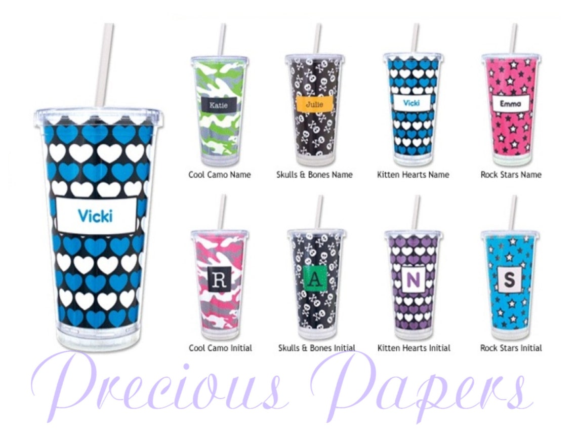 Personalized Cups With Lid and Straw Personalized Plastic Etsy