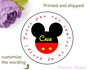 Personalized Mickey Birthday Stickers Mickey Party Favors Round Labels Mickey Mouse Return address label