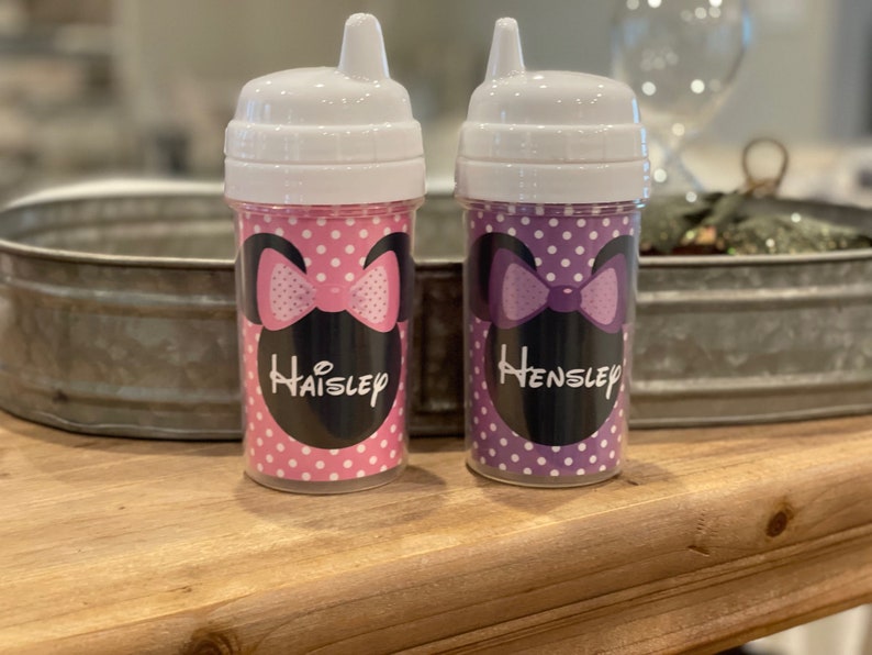 Personalized kids sippy cups Minnie Mouse sippy cup Minnie Mouse personalized cups Minnie Mouse kids cups image 1