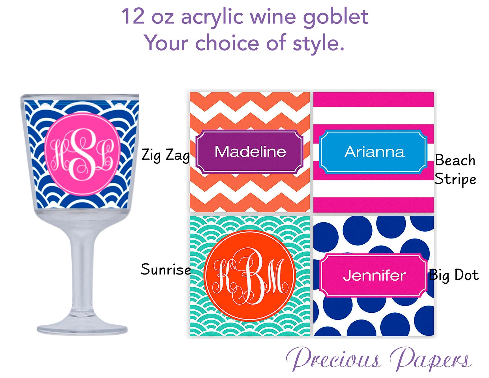 Personalized Plastic Wine Glasses Personalized Chevron Wine Etsy