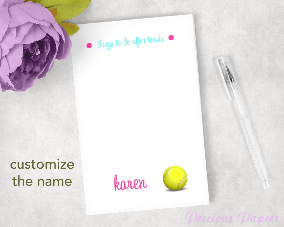 Personalized Tennis Notepads Tennis Note Pad Tennis Gift Tennis Notes