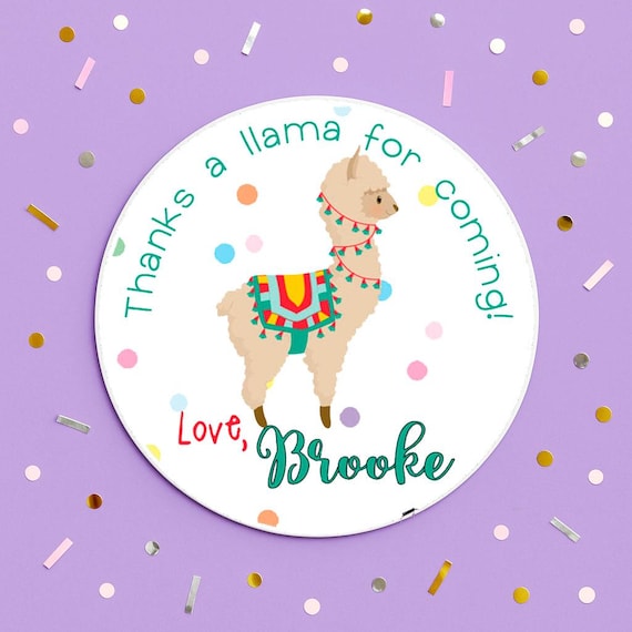 Personalized Llama sticker printed and shipped. Alpaca stickers, llama birthday party, alpaca party