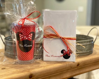 Personalized Mouse notepad and tumbler set Custom Teacher Appreciation End of Year Gifts
