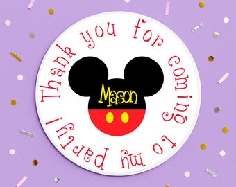 Personalized Mouse Birthday Stickers Mouse Party Favors Round Labels Mouse Return address label