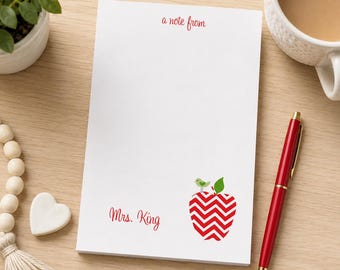 Personalized Red Teacher notepads, Personalized gift, Custom teacher appreciation gift