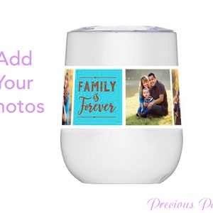 Personalized photo insulated steel wine glass,insulated stemless steel wine with lid Add your photo and caption perfect Mothers Day gift image 1