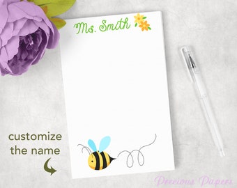 Personalized Bumble Bee Notepads teacher gift Bee Classroom 50 sheets