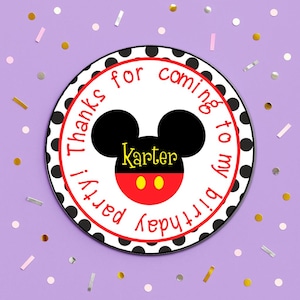 Mouse Birthday Stickers Mouse Party Favor Round Labels - Mouse Polka dot stickers