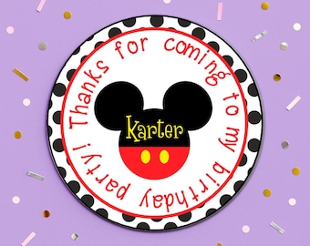 Mouse Birthday Stickers Mouse Party Favor Round Labels - Mouse Polka dot stickers