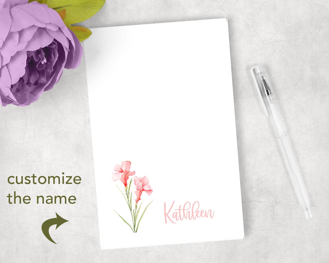 August Notepad Custom August Birth Flower Notepad, August Birth Month Gift ...