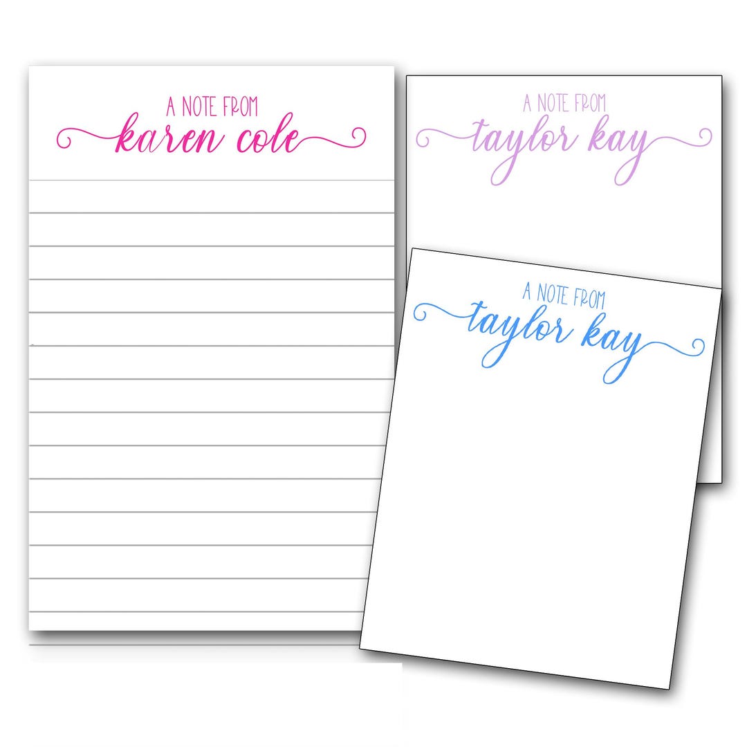 Personalized Notepad, Writing Paper, Custom Name Notepad, Fancy Script ...