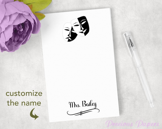 Personalized Drama Teacher Notepad With Masks Drama Coach Gift Etsy