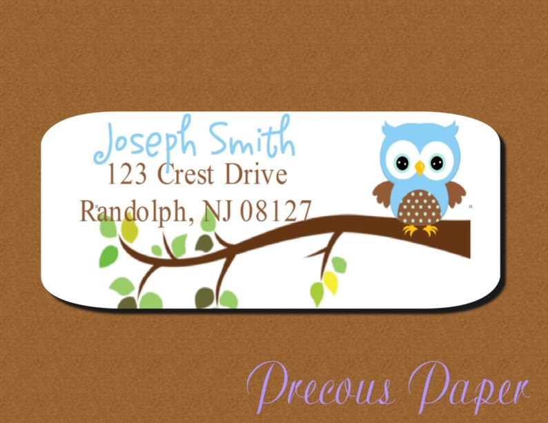 60 Owl Return Address Labels Personalized PRINTED Owl Stickers Etsy