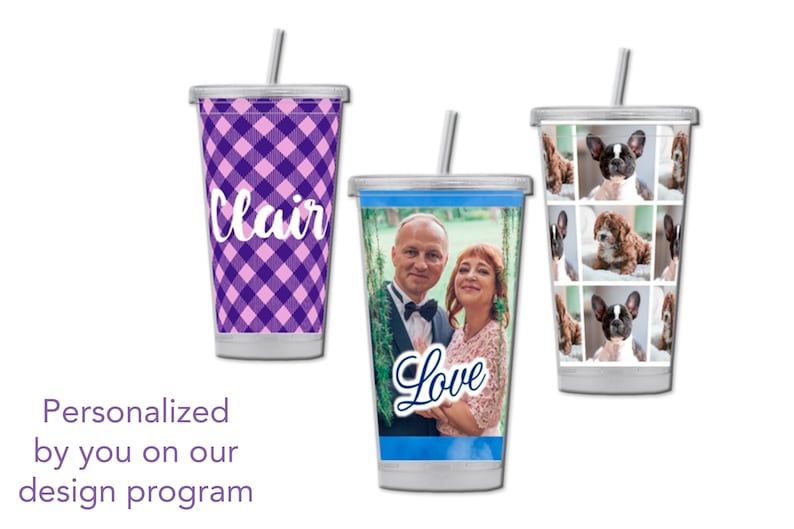 Personalized 16 oz insulated tumbler with lid and straw, custom photo mug, monogrammed cup, teen girl gift, picture gift, BPA-free plastic image 4