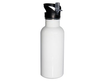 Botella de agua de sublimación en blanco de 20 oz. Tapa con pajita adjunta.