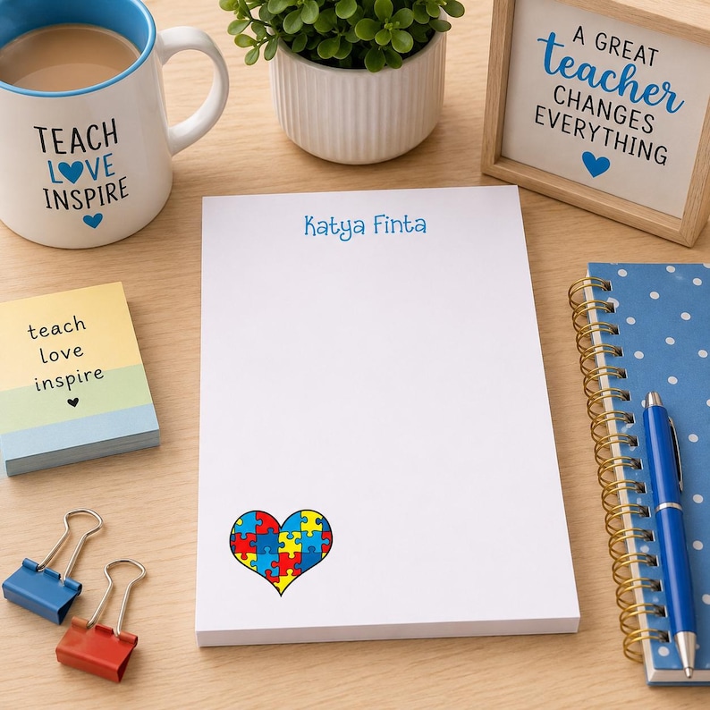 Personalized Autism Awareness Notepad, Autism Awareness Gift, Autism ...
