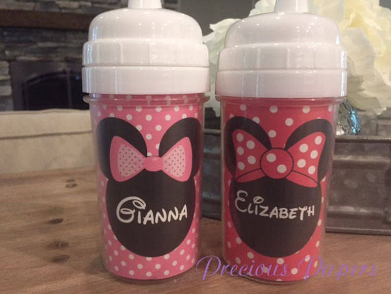 Personalized kids sippy cups Minnie Mouse sippy cup Minnie Mouse personalized cups Minnie Mouse kids cups image 1