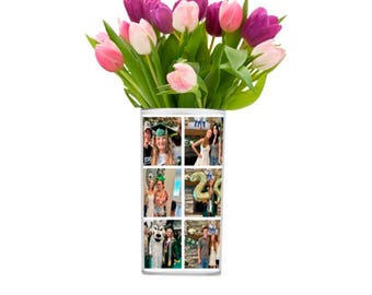 Personalized Graduation Photo Vase, Custom Graduation Photo Flower Vase with Name, Pictures, Acrylic Graduation Gift Face Vase