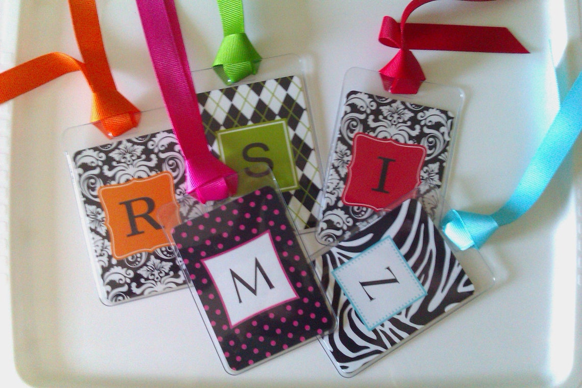 2 Personalized Luggage Tags Zebra Luggage Tags Damask Etsy