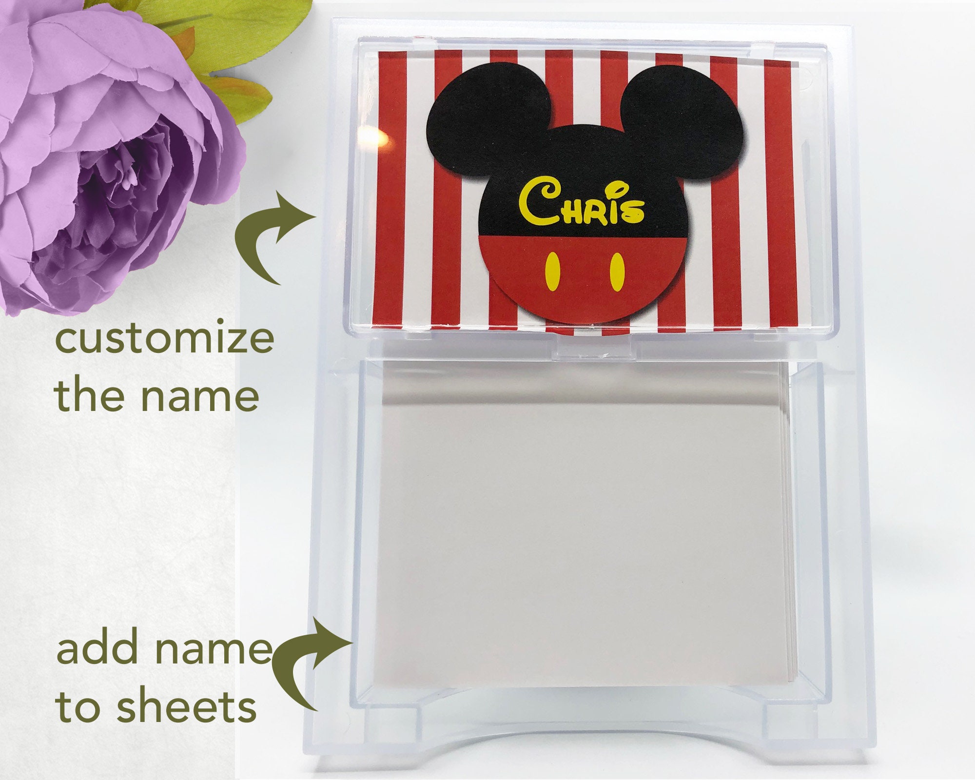 Personalized Red Mouse note sheet holder memo holder notepad gift