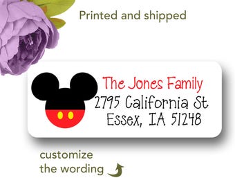 Personalized Mouse return address labels Custom Mouse stickers Red and Black