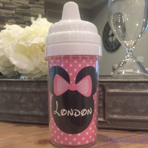 Personalized kids sippy cups Minnie Mouse sippy cup Minnie Mouse personalized cups Minnie Mouse kids cups image 5