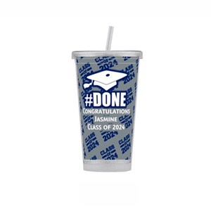 Graduation Cup Class of 2025 Personalized Plastic Tumblers with lid and straw Custom graduation gift Keepsake