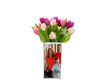 Photo Vase Photo Flower Vase with Name, Pictures Acrylic Valentines Day Gift