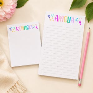 Personalized Notepad, Custom Name Girls Notepad, Lined/Unlined Kids Stationery, Camp Notes