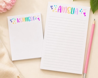 Personalized Notepad, Custom Name Girls Notepad, Lined/Unlined Kids Stationery, Camp Notes