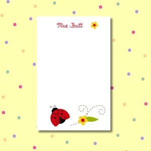 Personalized ladybug notepads, Custom ladybug teacher gift, ladybug classroom Custom notepad